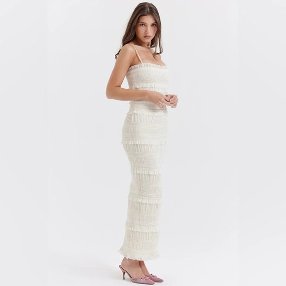 House of CB Solana Ivory Sequin Pleat Maxi Dress - Picture 10 of 16